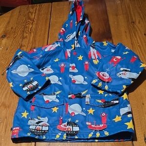 Hatley Sz 3t Lined Alien Spaceship rain Coat